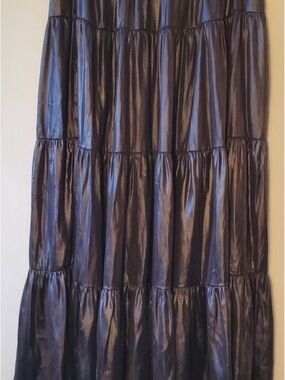 Philosophy Satin Tiered Black Maxi Skirt